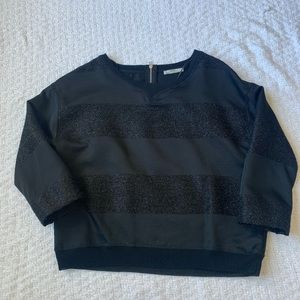 Zara Women’s Black with Sparkles Top Zipper Detail Size M Like New